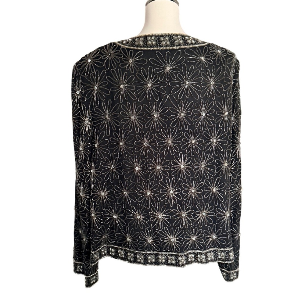 Vintage Pappell Boutique Beaded Floral Evening Jacket Sequin Cardigan Size 3XL - Picture 5 of 12